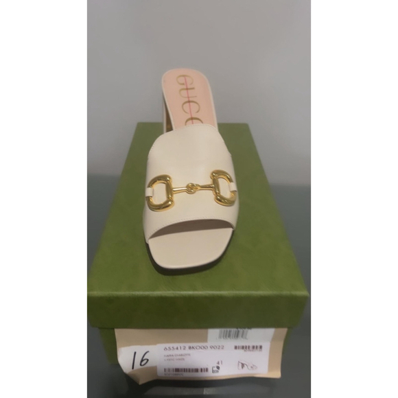 Gucci Nappa Charlotte Heeled Mules in Mystic White Size 41 - Picture 5 of 16